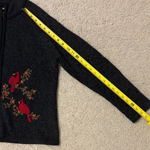 Timberland Black Cardigan with Red Bird Design - Picture 7 of 7